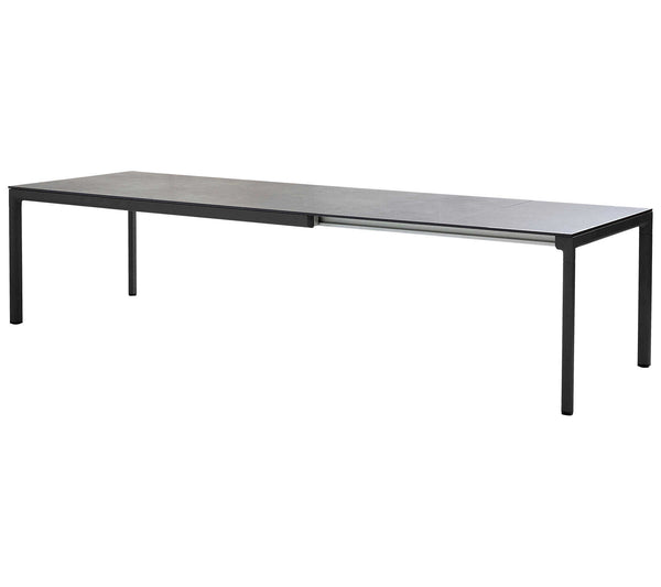 Drop-ruokapöytä 200x100 cm kahdella 60cm jatkopalalla, lava grey/fossil black ceramic