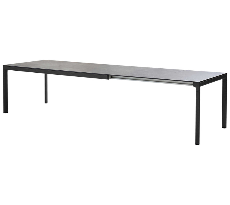 Drop-ruokapöytä 200x100 cm kahdella 60cm jatkopalalla, lava grey/fossil black ceramic